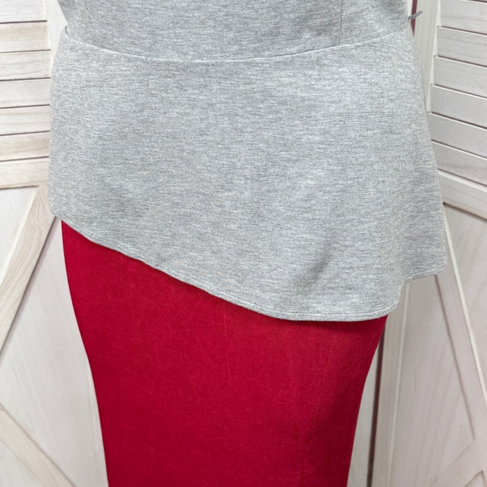 6th & LN Lane Bryant Asymmetrical Peplum Sleeveless Knit Top Grey 18 - Picture 6 of 12